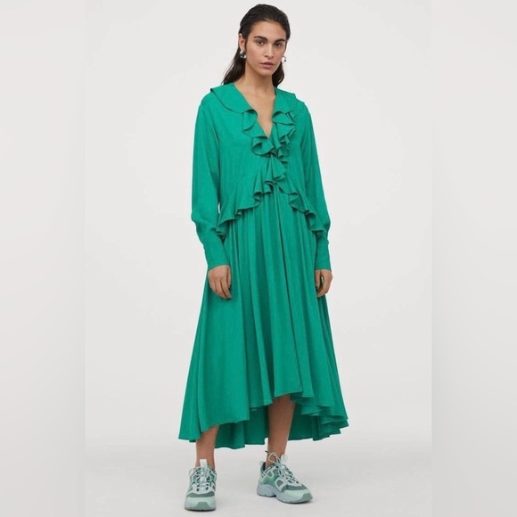 Flounced H&M emerald green dress - Picture 9 of 9